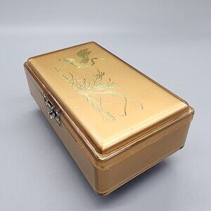 Vintage Lady’s Mate Music Box Jewelry Case Gold Japan Dark Eyes Song
